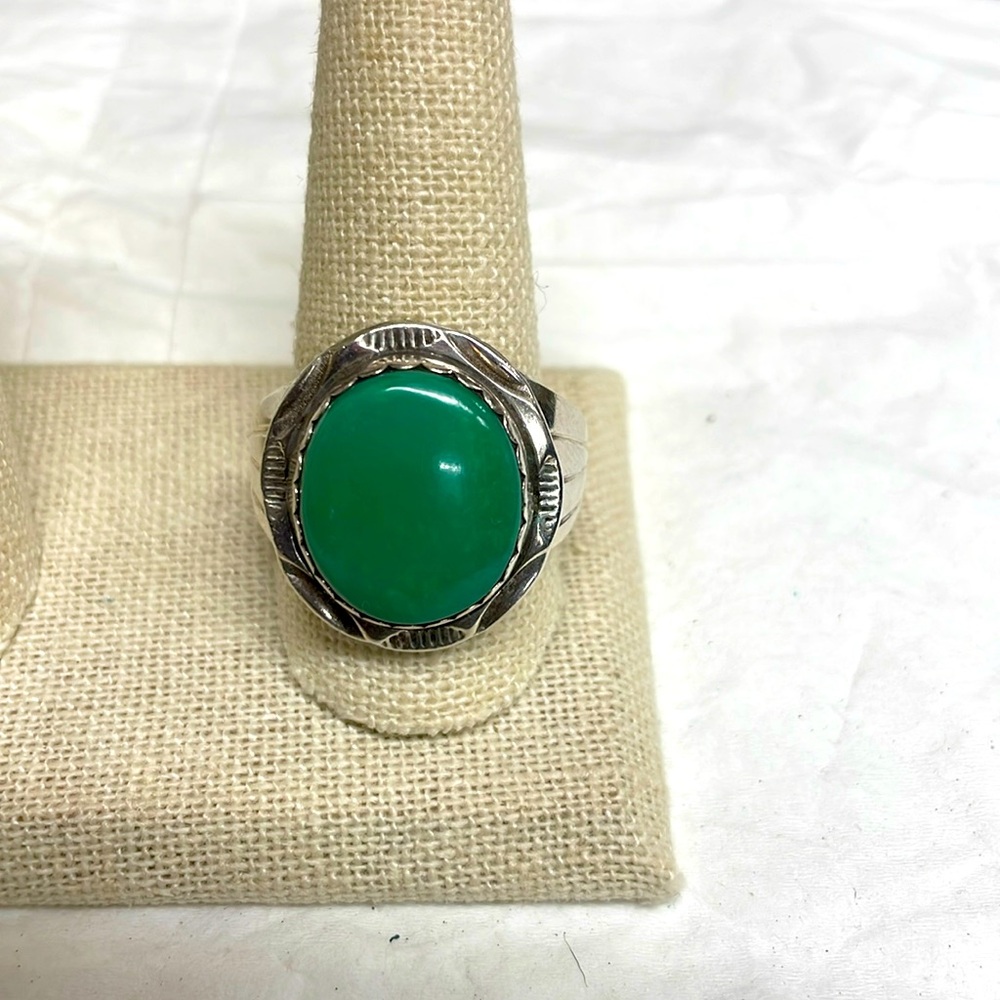 Men’s Sterling Silver and Turquoise Ring Sz 12